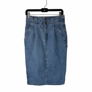 Vintage Denim Midi Maxi Skirt Size 8 Womens LizWear Boho Cottage